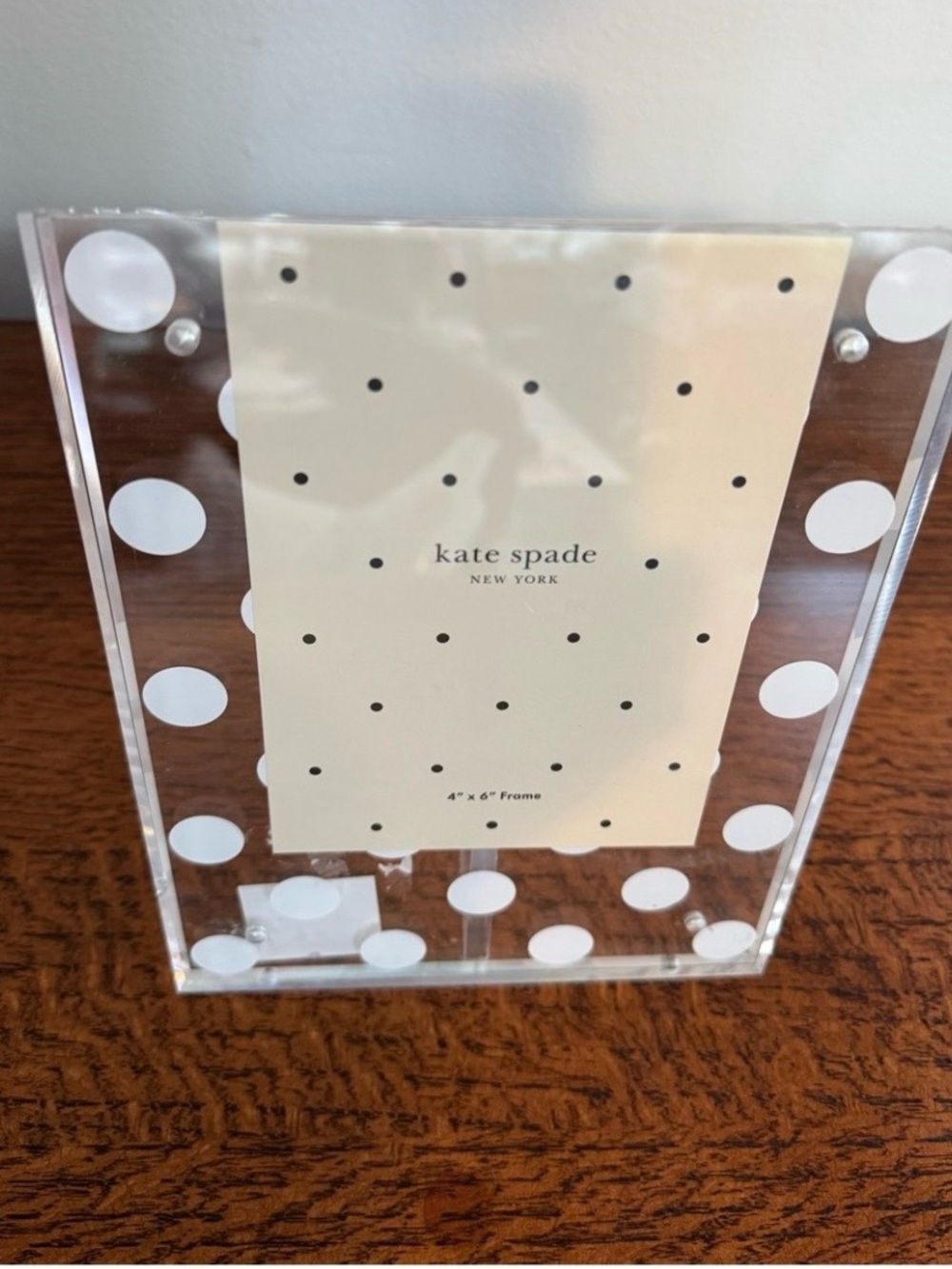 NWOT Kate Spade Clear Acrylic Polka Dot Frame in White
